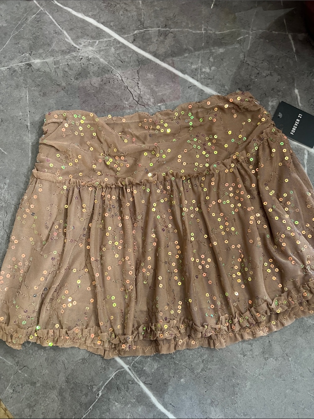 Forever 21 Brown Sequin Circle Skirt